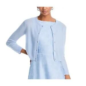 Aqua x Liat Baruch Cashmere Cardigan XS Blue Button Front Round Neck Cropped